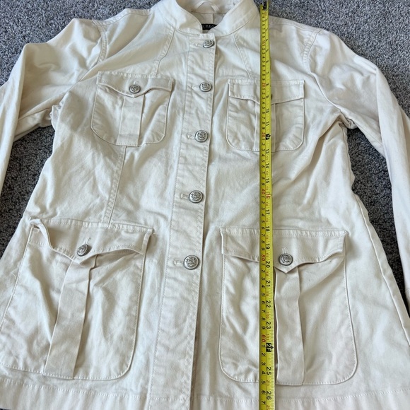 Lauren Ralph Lauren Ivory Cotton 4 Pocket Utility Botton Up Jacket Size 10 - Picture 4 of 9